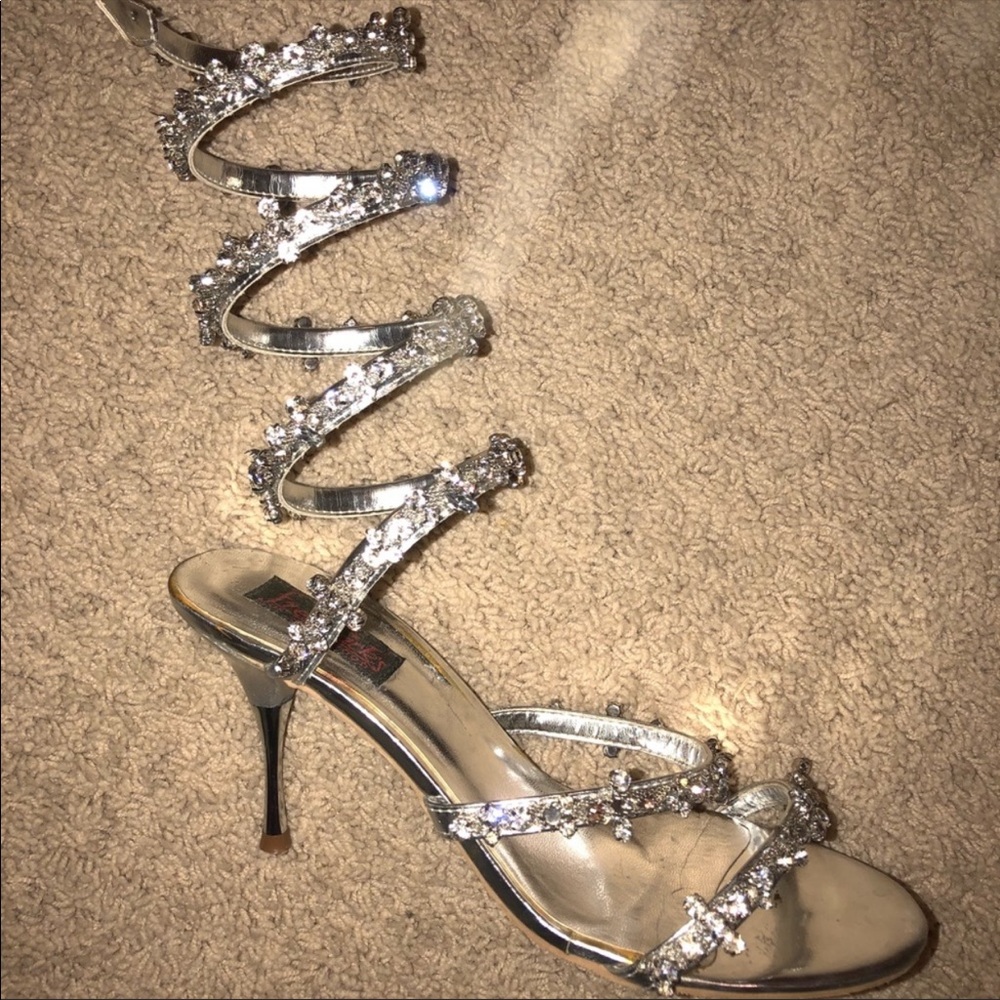 Frederick’s of Hollywood Spiral Gladiator Bling Heels 👠